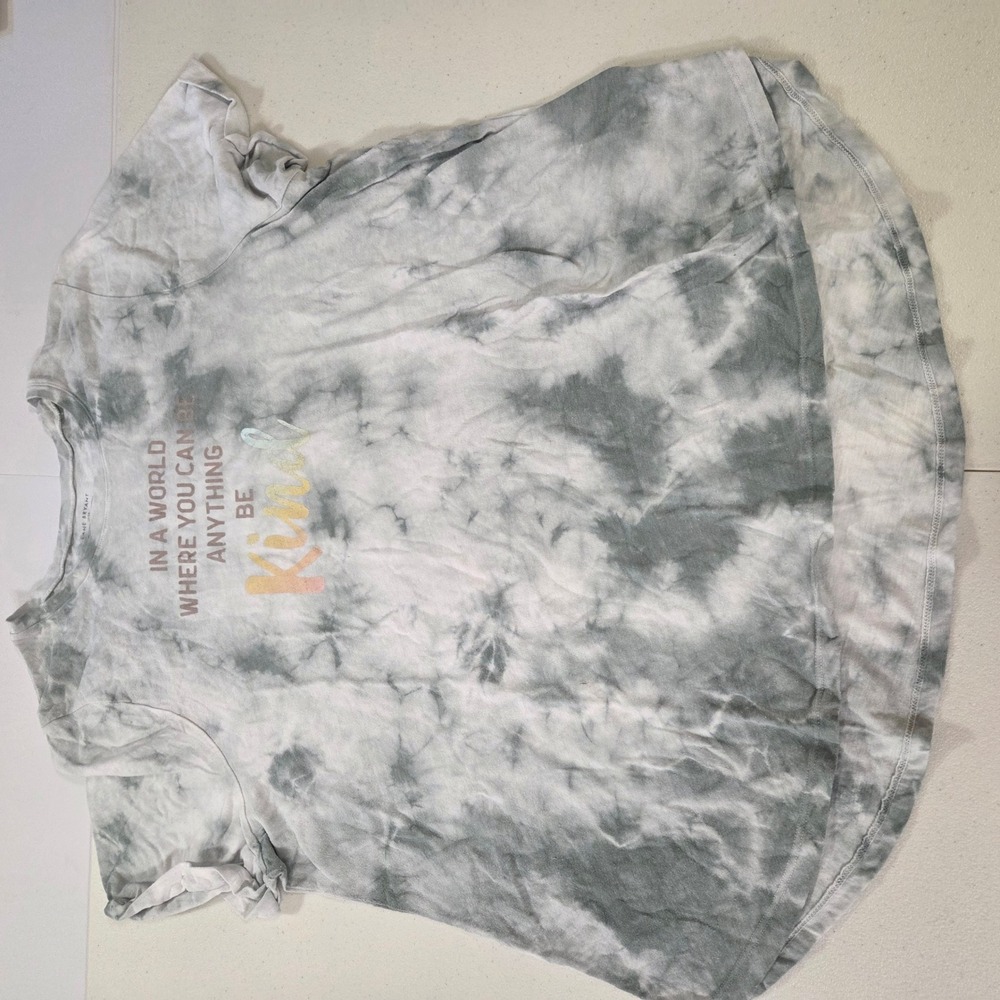 Lane Bryant Gray Tie Dye Be Kind Graphic T-Shirt Plus Size 22/24 High Low Hem